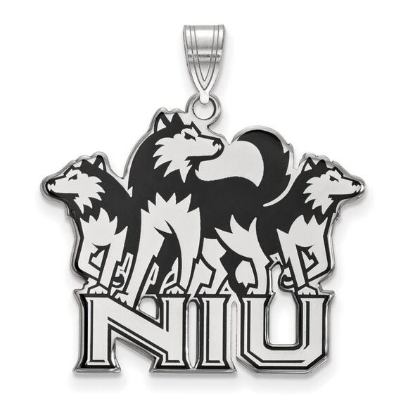 Sterling Silver Northern Illinois U. XL Enamel Pendant